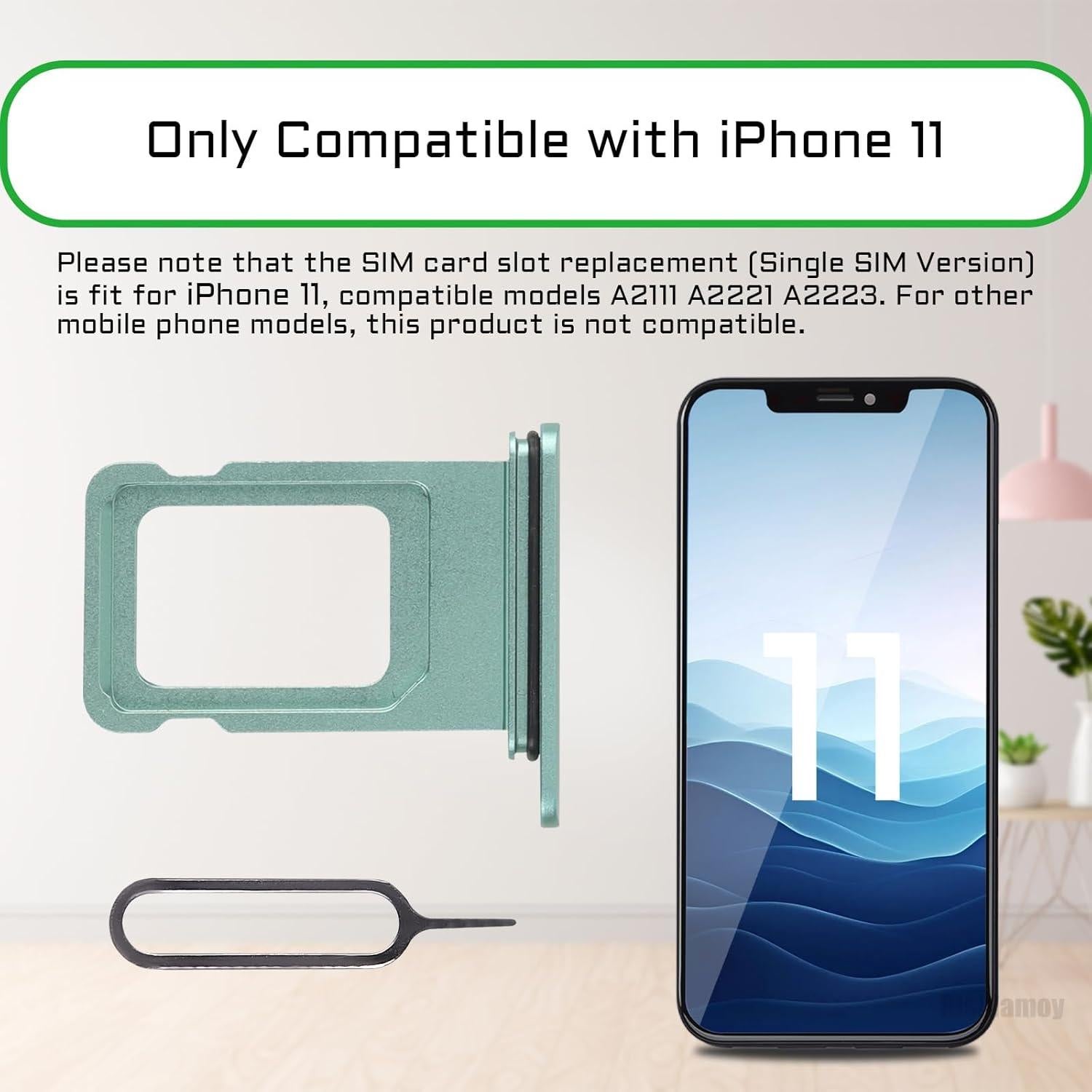 Bandeja de Tarjeta SIM Verde para iPhone 11 A2111 A2221 A2223