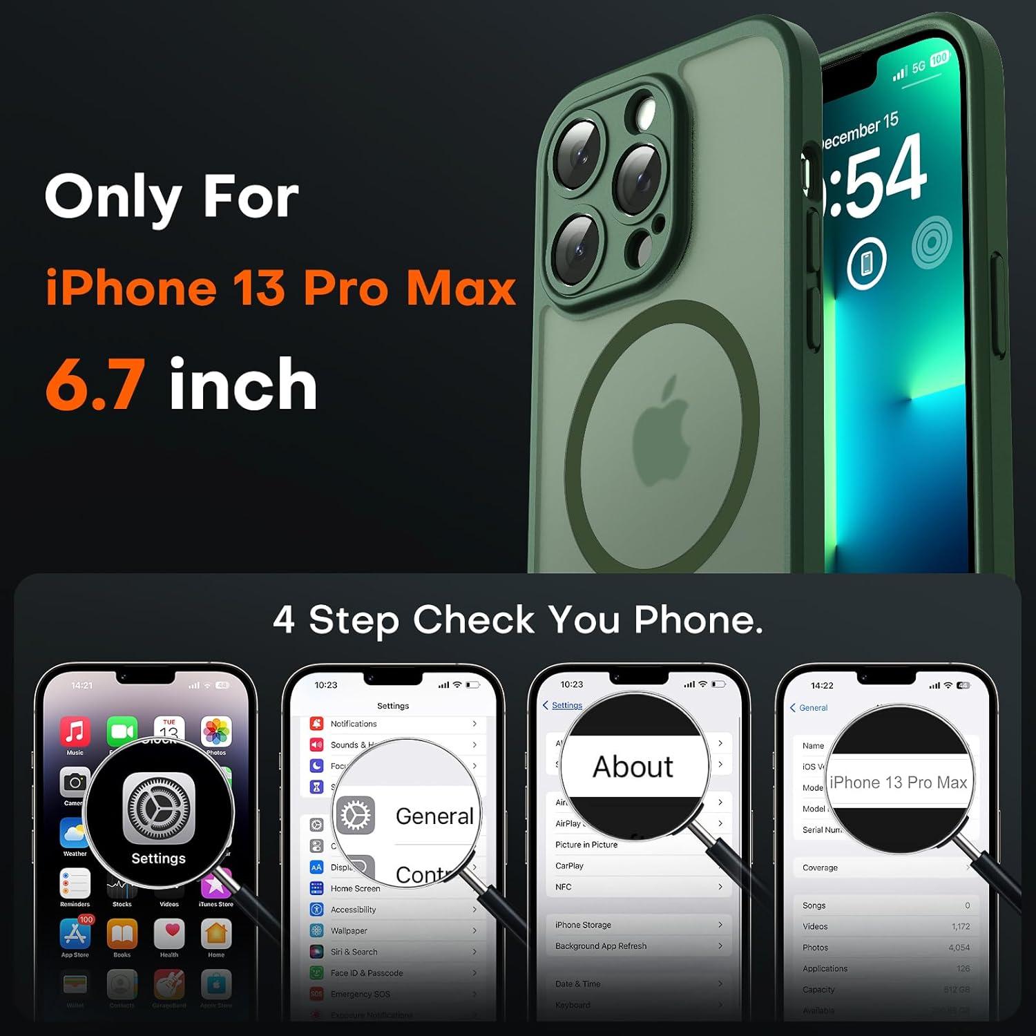 Funda Magnética TOCOL para iPhone 13 Pro Max Verde Alpino