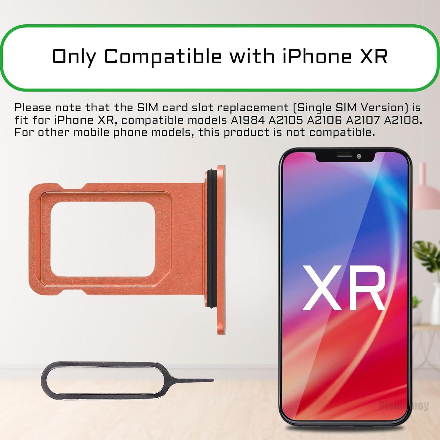 Bandeja de Tarjeta SIM Coral para iPhone XR - Reemplazo A1984 A2105 A2106 A2107 A2108