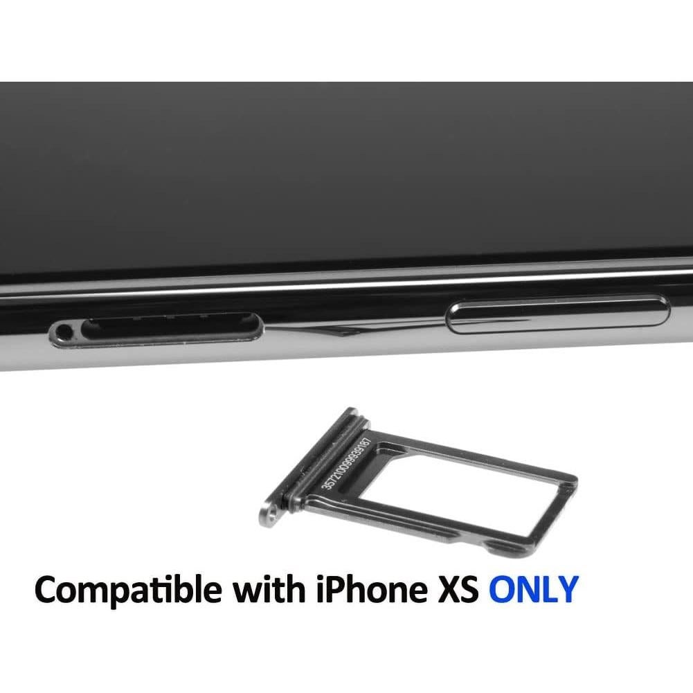 Sim Card Tray Holder Replacement for iPhone Xs 5.8 inch 2018 with Rubber Gasket Installed and Sim Pin Gray