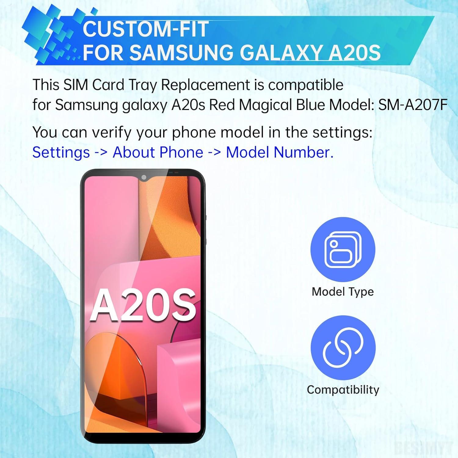 Bandeja de tarjeta SIM para Samsung Galaxy A20s - Rojo