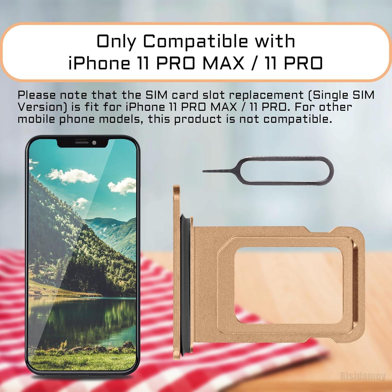 Bandeja de Tarjeta SIM Dorada para iPhone 11 Pro Max/Pro