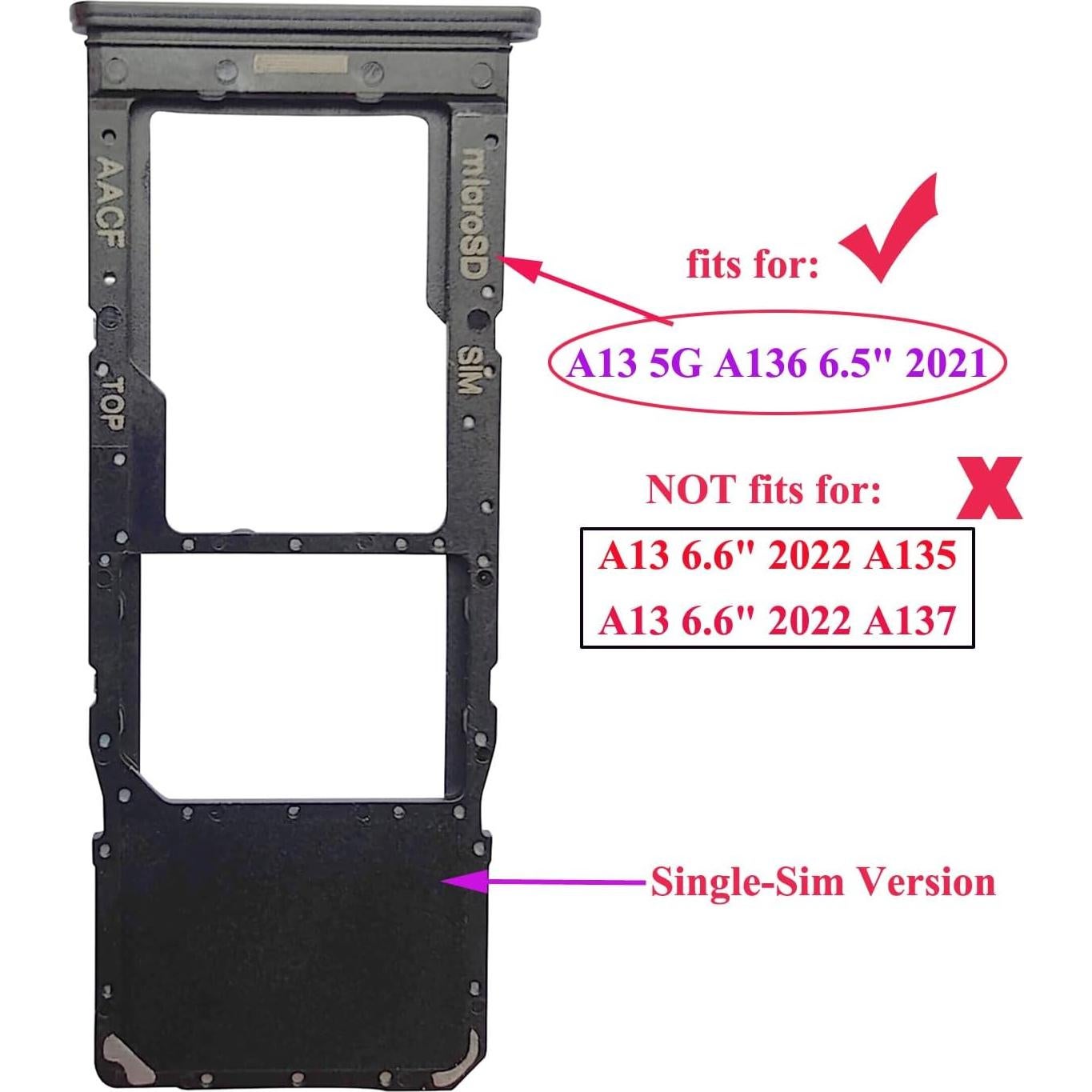 Soporte Bandeja SIM Un Solo SIM Ubrokeifixit Galaxy A13 5G Negro