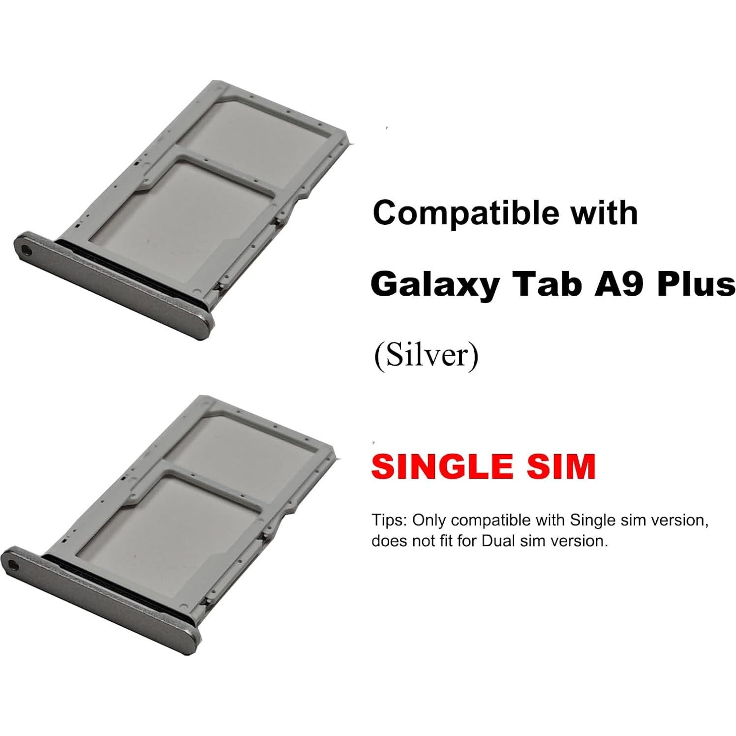 Bandeja de Tarjeta SIM Individual para Galaxy Tab A9 Plus 2023 - 2 PCS Plata