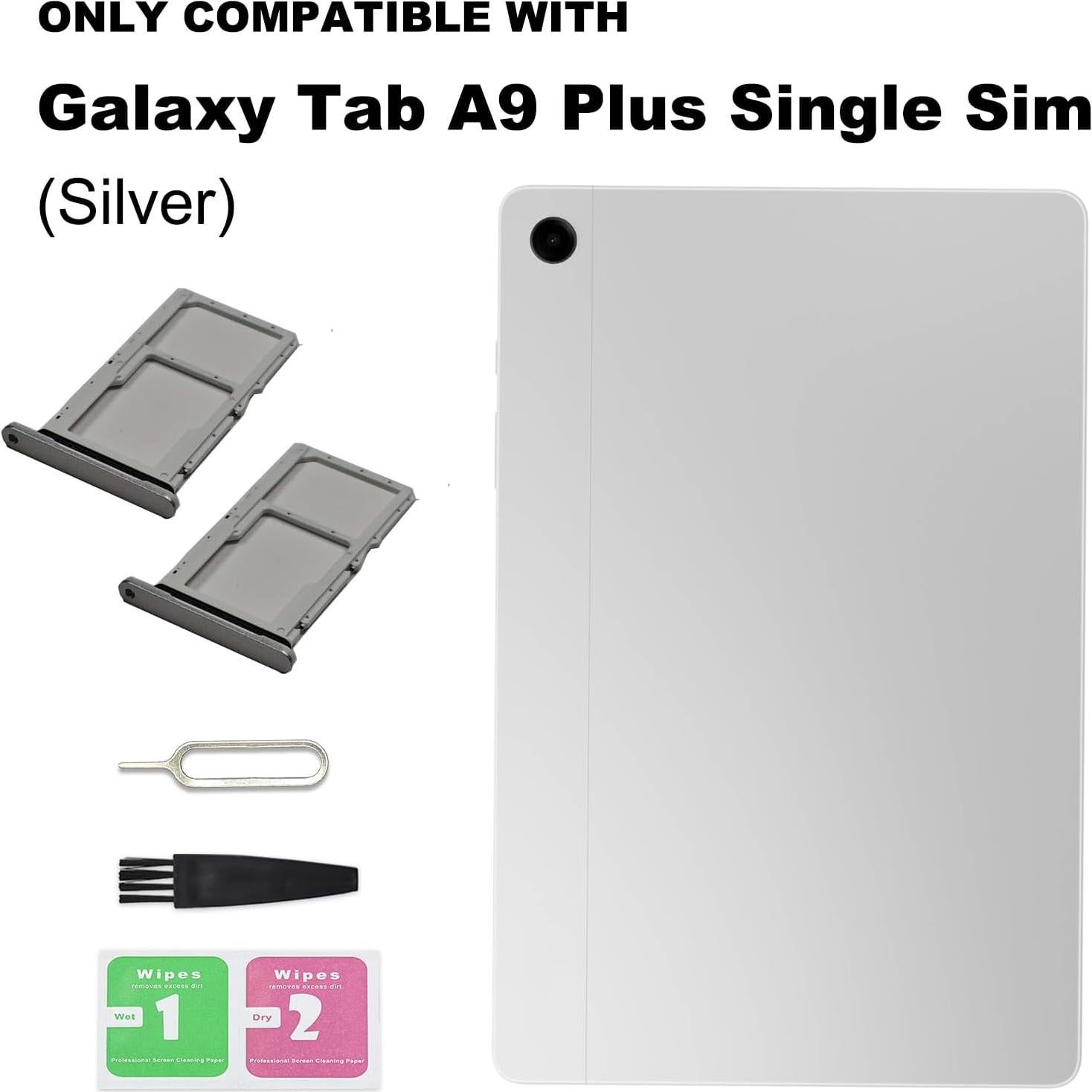 Bandeja de Tarjeta SIM Individual para Galaxy Tab A9 Plus 2023 - 2 PCS Plata