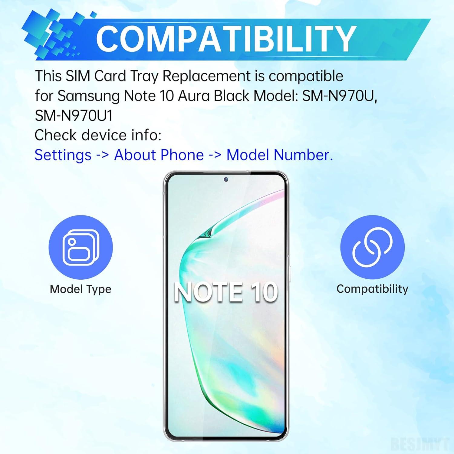 Bandeja para tarjeta SIM Samsung Galaxy Note 10 Negra