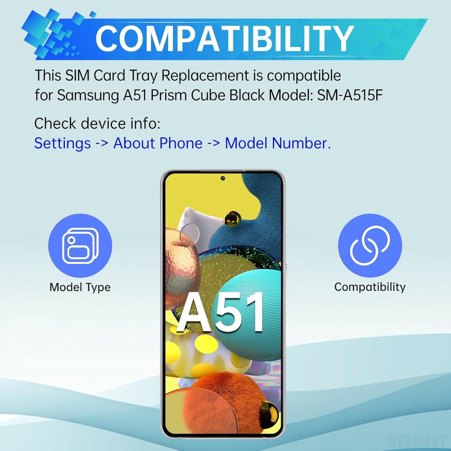 Bandeja de tarjeta SIM reemplazo Samsung Galaxy A51 Negro