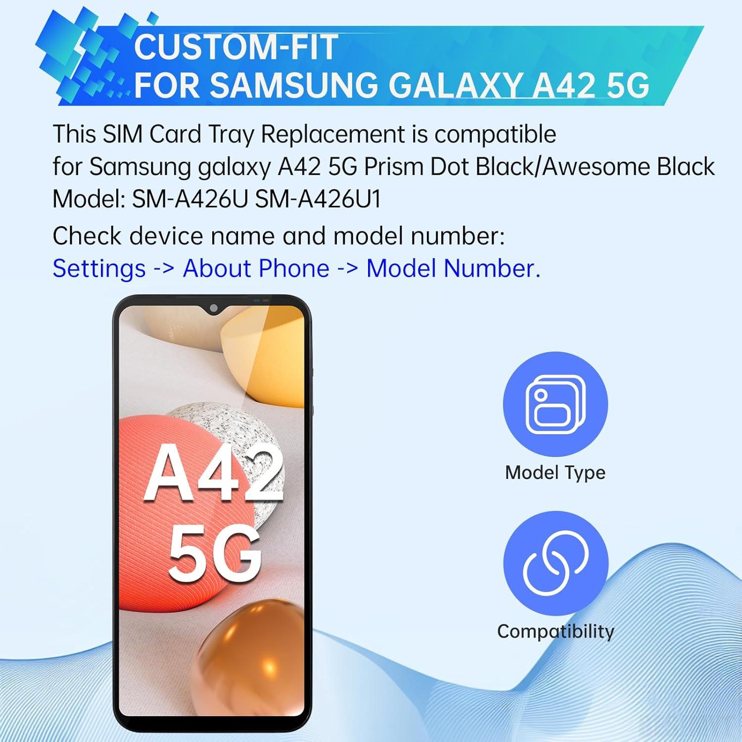 Bandeja de Tarjeta SIM Reemplazo Samsung Galaxy A42 5G Negro