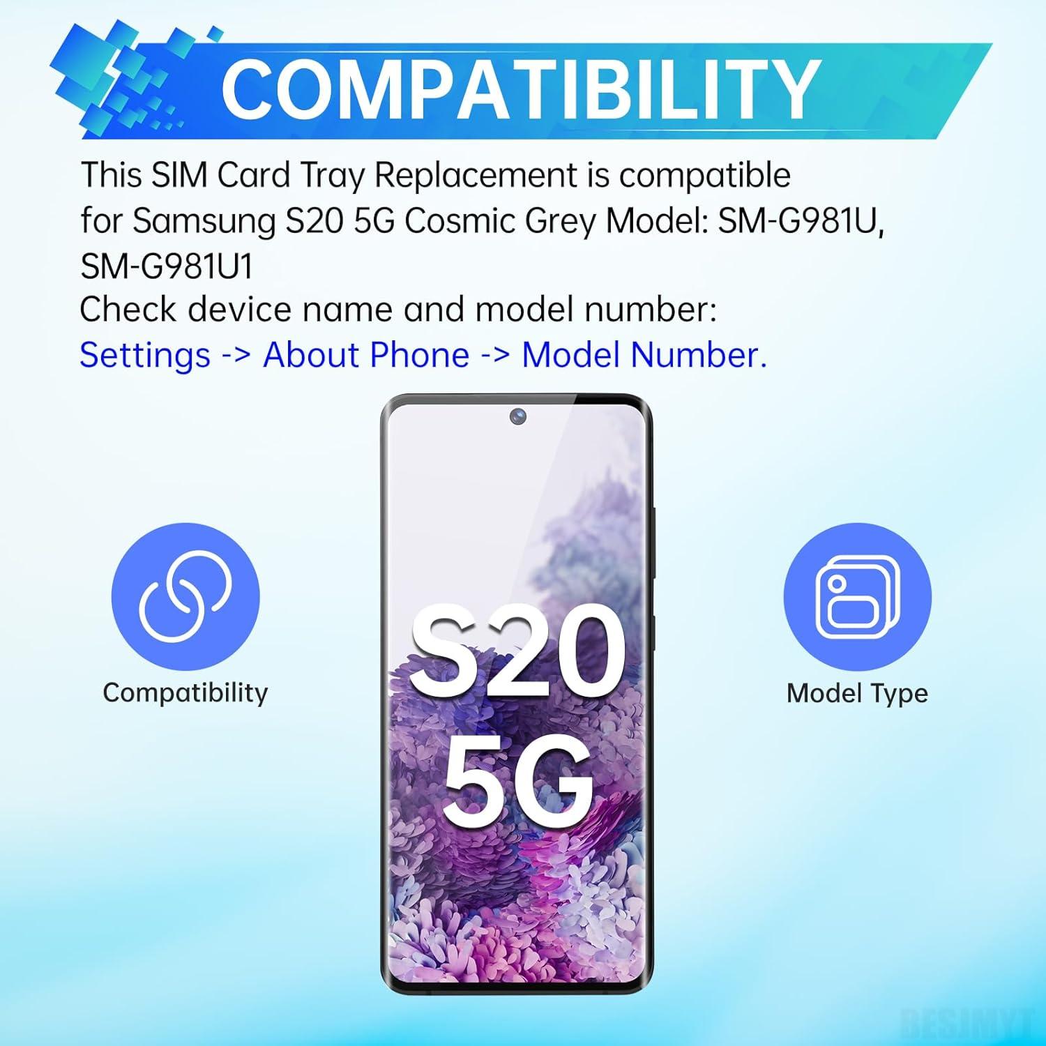 Bandeja de Tarjeta SIM para Samsung Galaxy S20 5G Gris