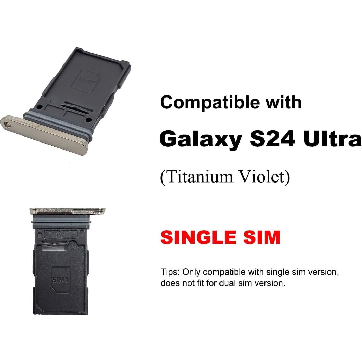 Bandeja de Tarjeta SIM Individual BATLABB para Galaxy S24 Ultra - 2 Pcs Violeta Titanio