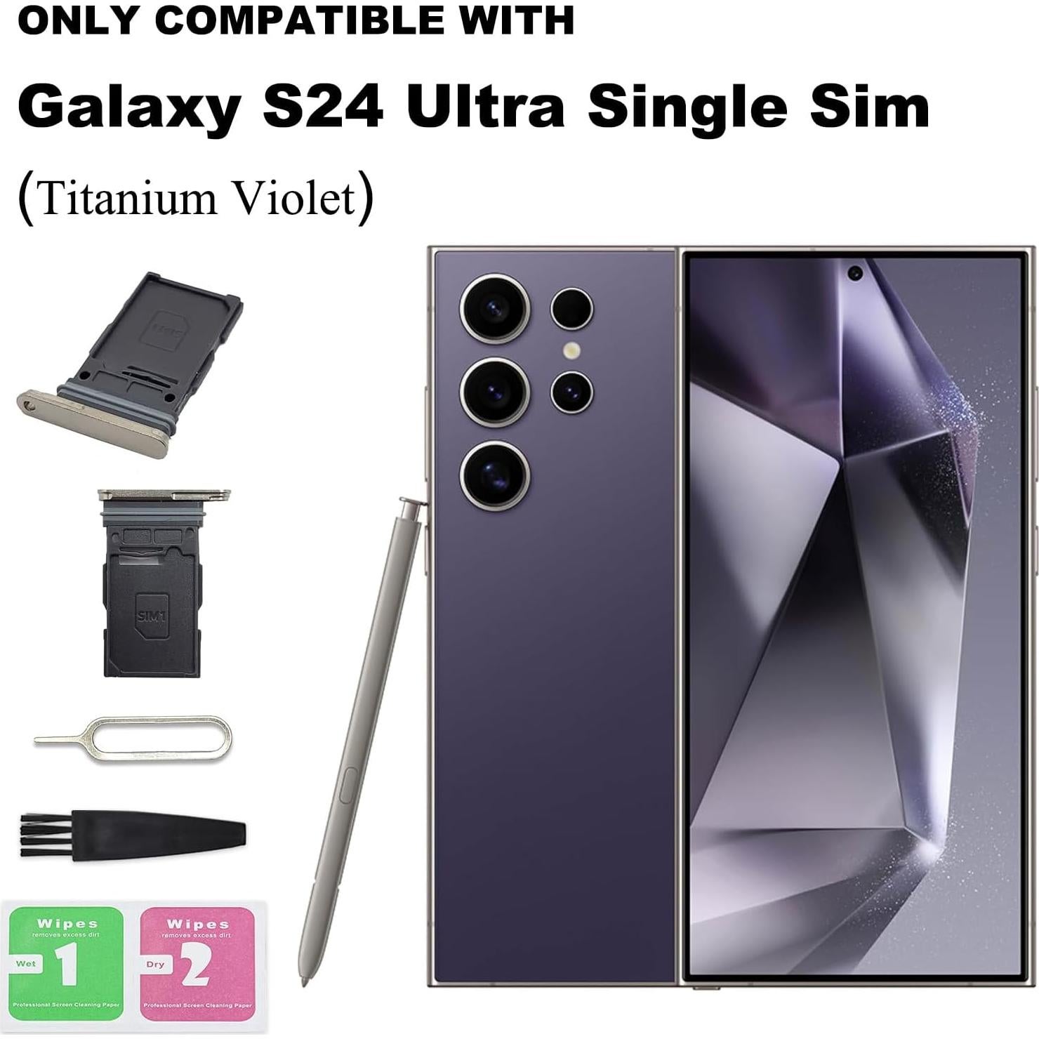 Bandeja de Tarjeta SIM Individual BATLABB para Galaxy S24 Ultra - 2 Pcs Violeta Titanio