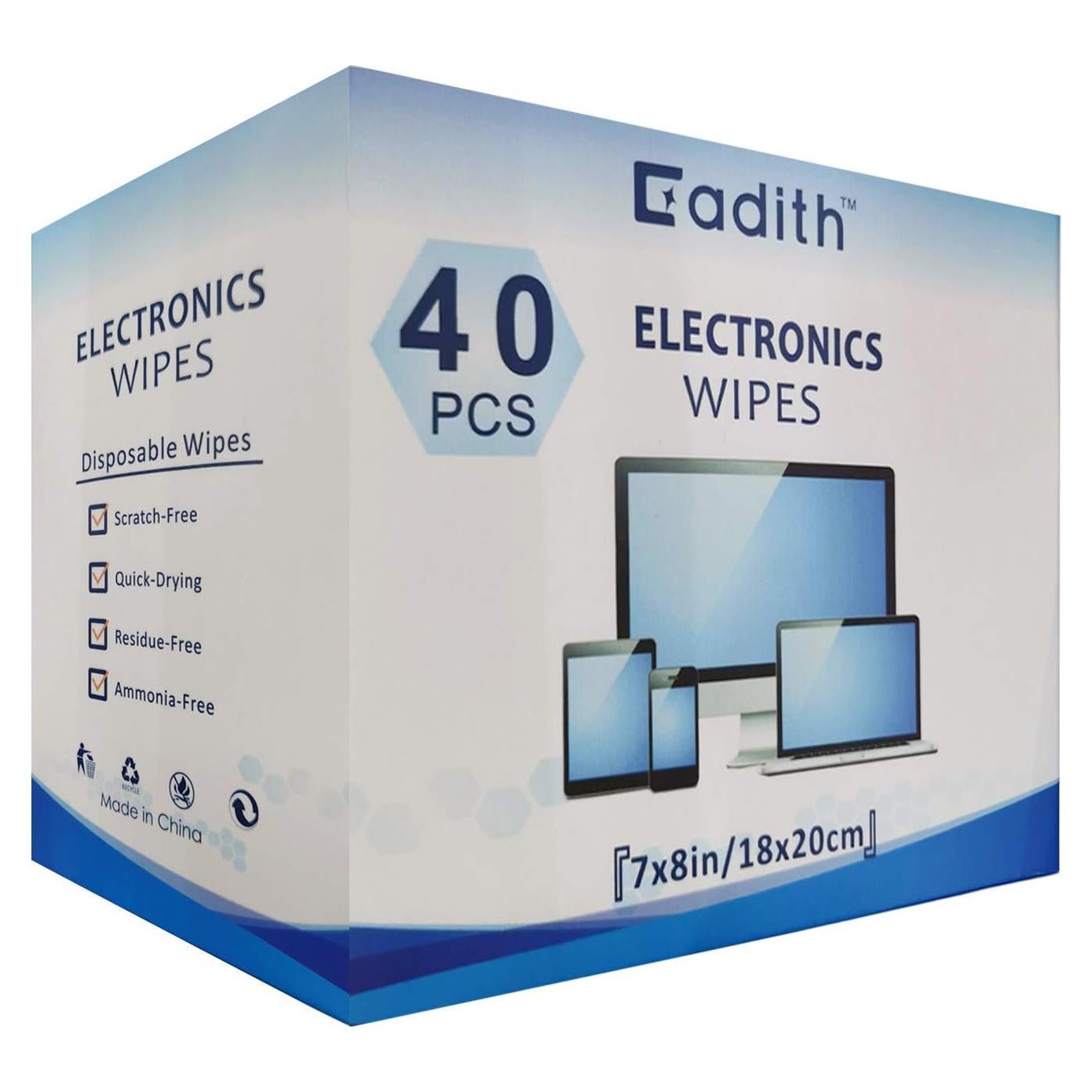 Toallitas Limpiadoras de Pantallas Cadith - 40PCS 20.32x17.78cm