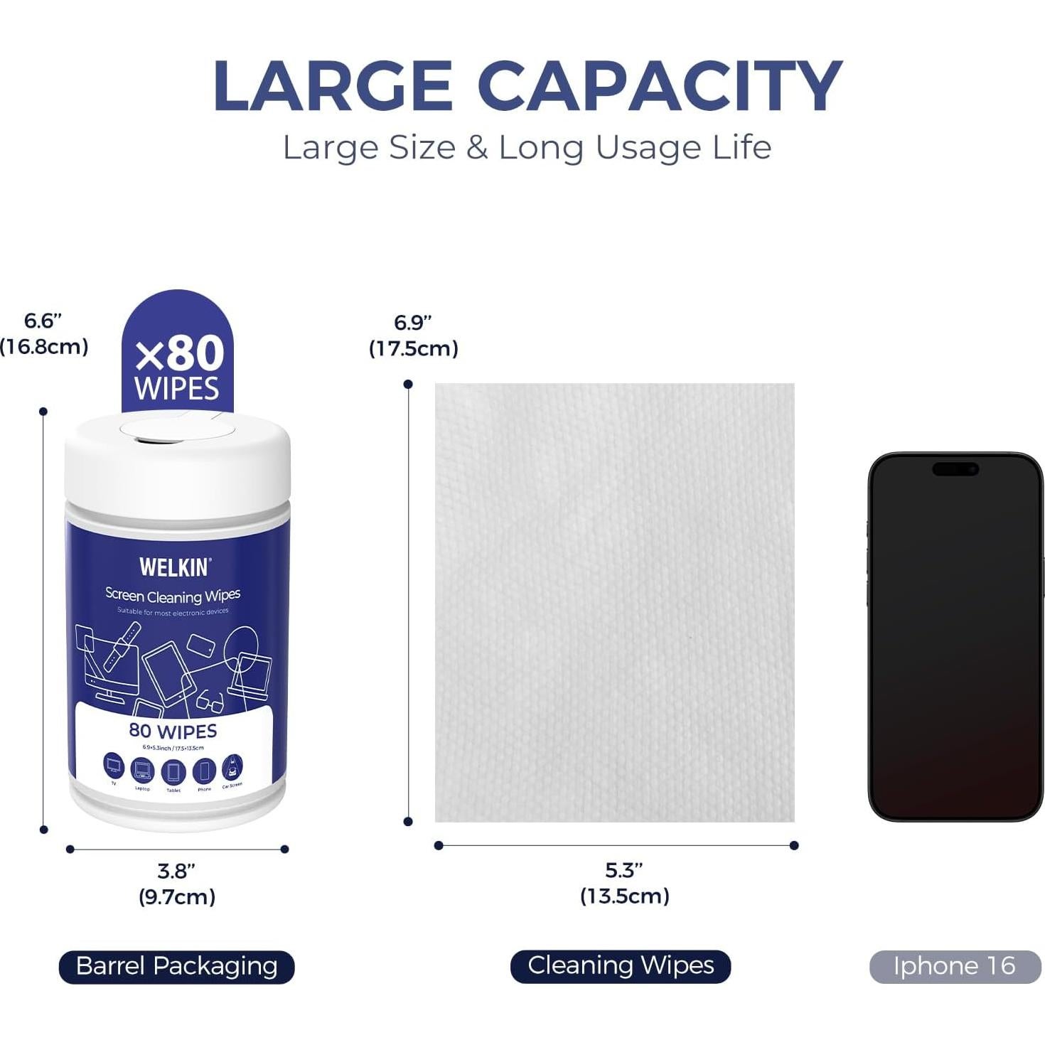 Toallitas de Limpieza WELKIN 80 Pcs - Sin Rayas y No Tóxicas