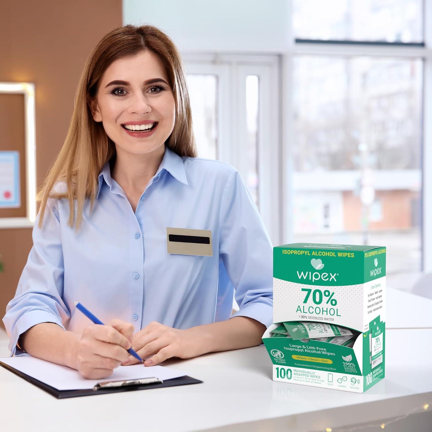 Toallitas de Alcohol Isopropílico Wipex 70% - 100 Unidades