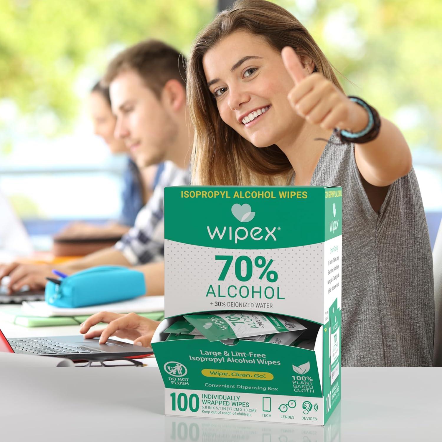 Toallitas de Alcohol Isopropílico Wipex 70% - 100 Unidades
