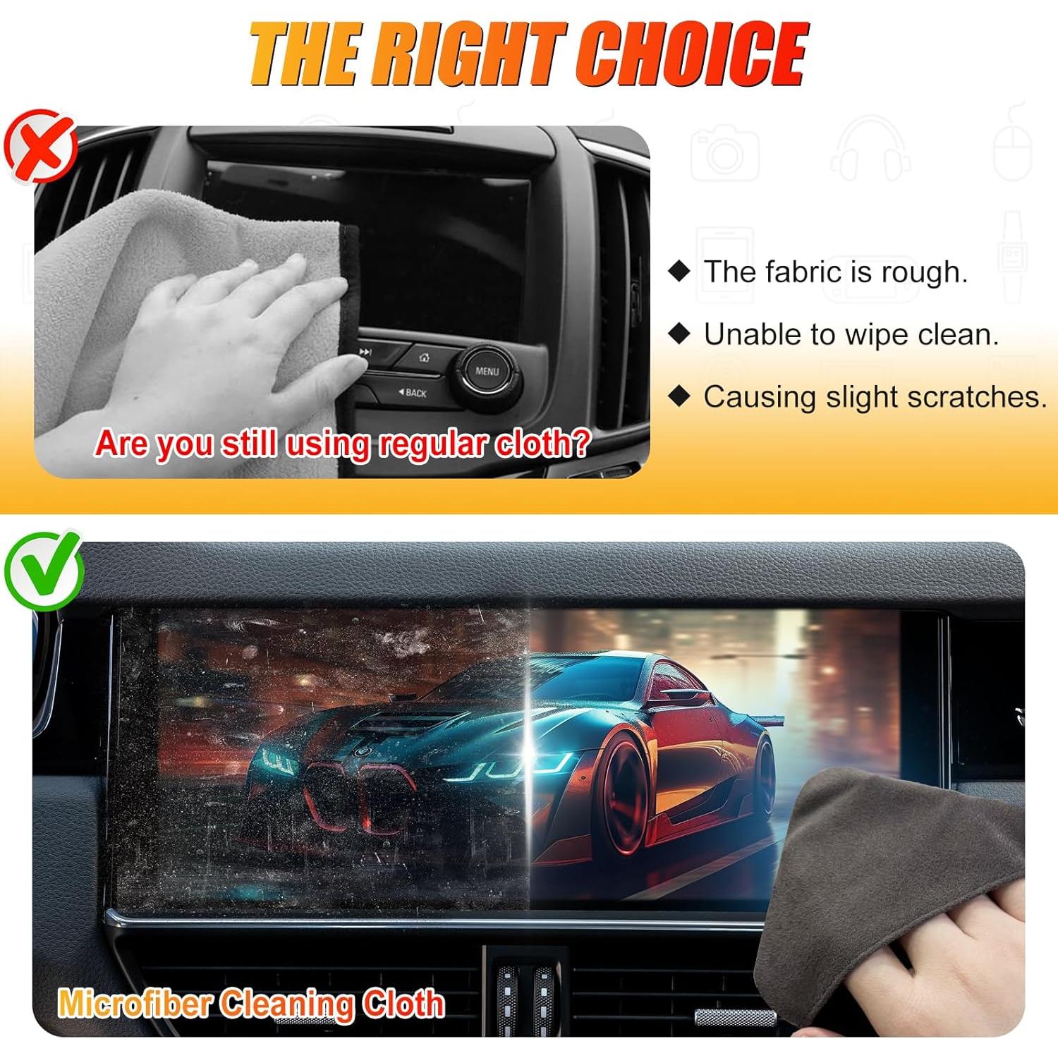 Limpiador de Pantallas de Coche SuperKaKa - Paño Microfibra Gris