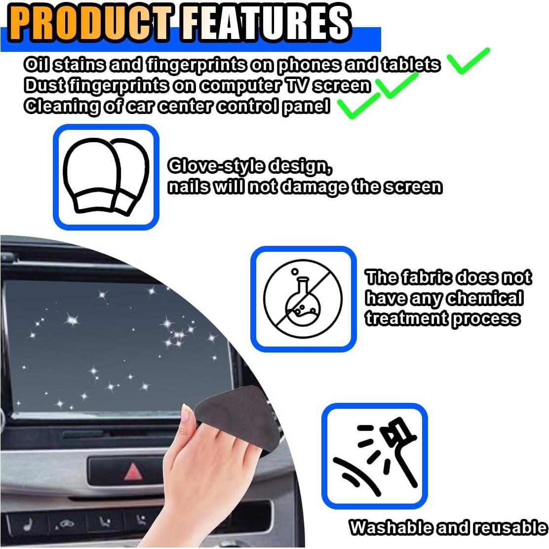 Paño Limpiador de Pantalla Táctil de Coche KITUREK Cuadrado