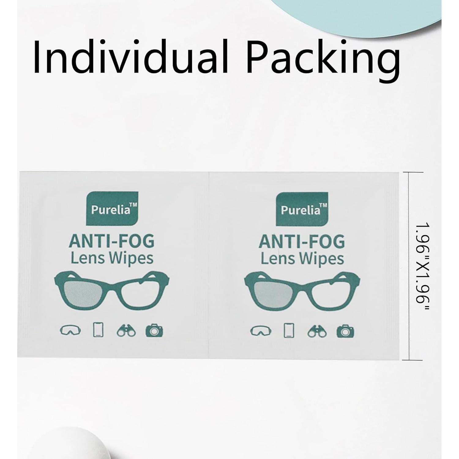 Toallitas Antivaho para Lentes Purelia - 100 Paños Prehumedecidos