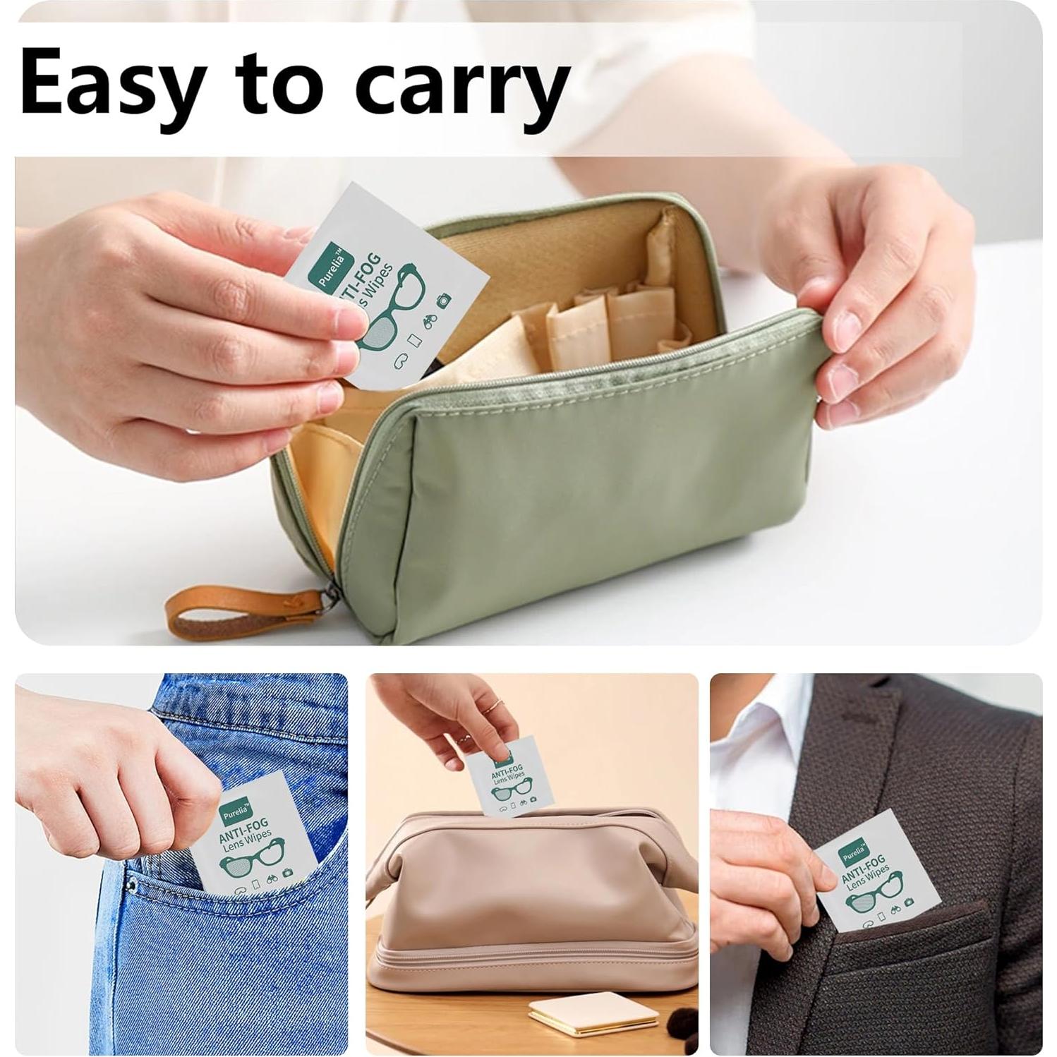 Toallitas Antivaho para Lentes Purelia - 100 Paños Prehumedecidos