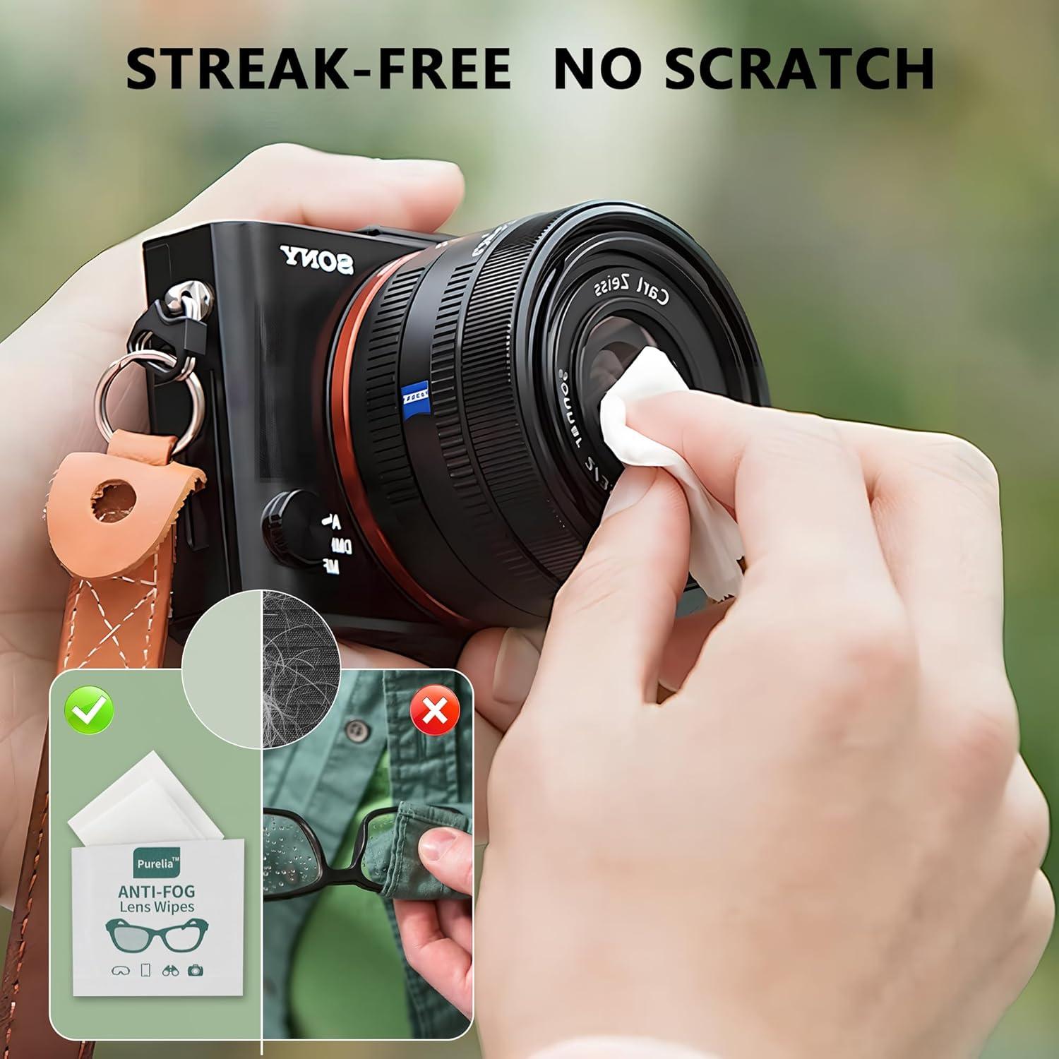 Toallitas Antivaho para Lentes Purelia - 100 Paños Prehumedecidos