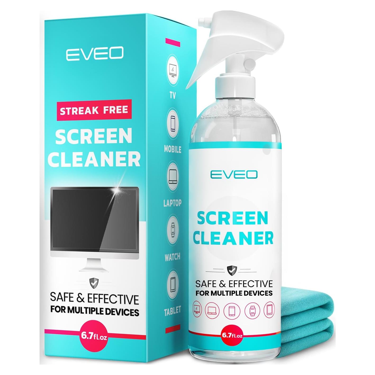 Limpiador de Pantallas EVEO 306g con Paño Microfibra - Sin Rayas