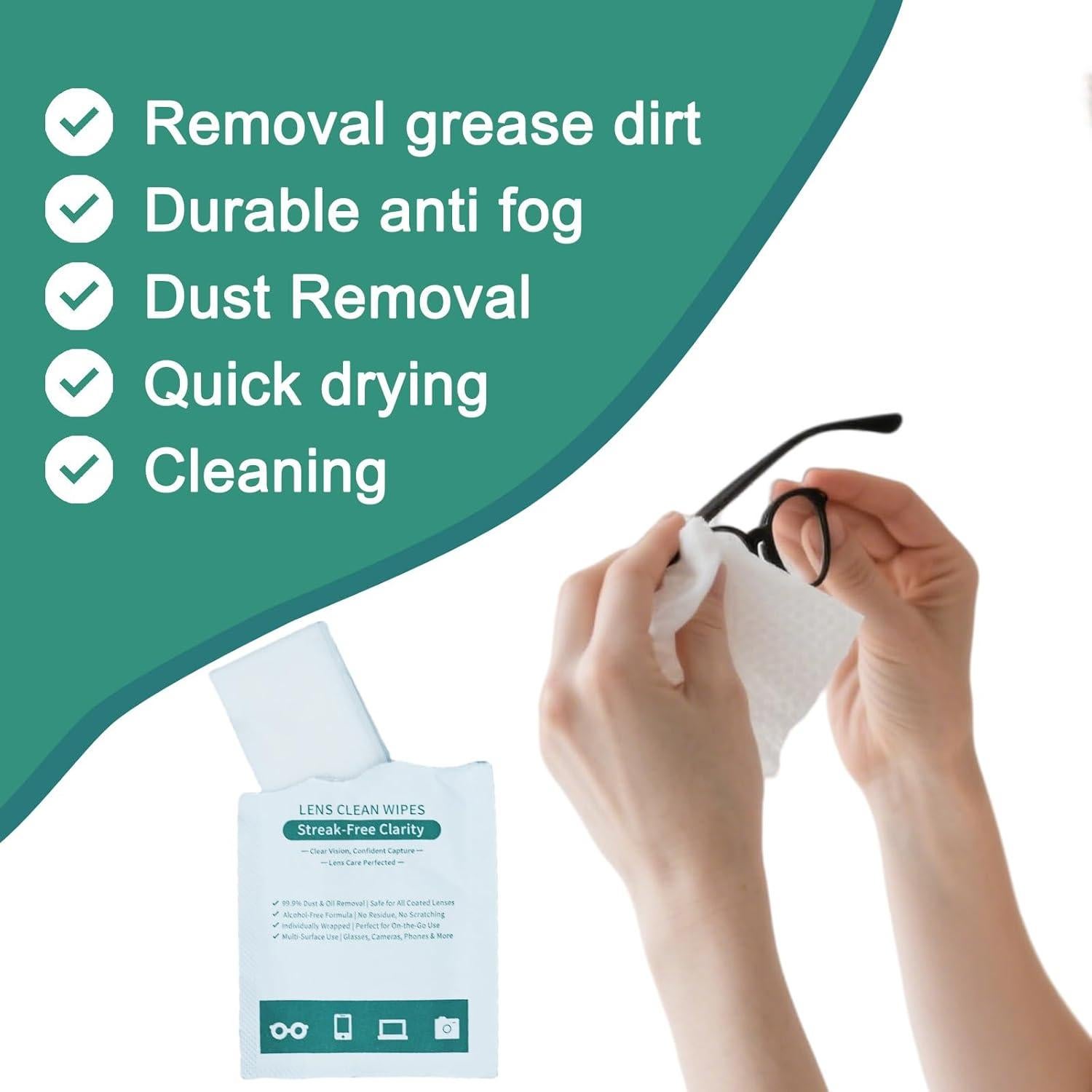 Toallitas para Lentes DINGCAIDC 200 Unidades Blancas Portátiles