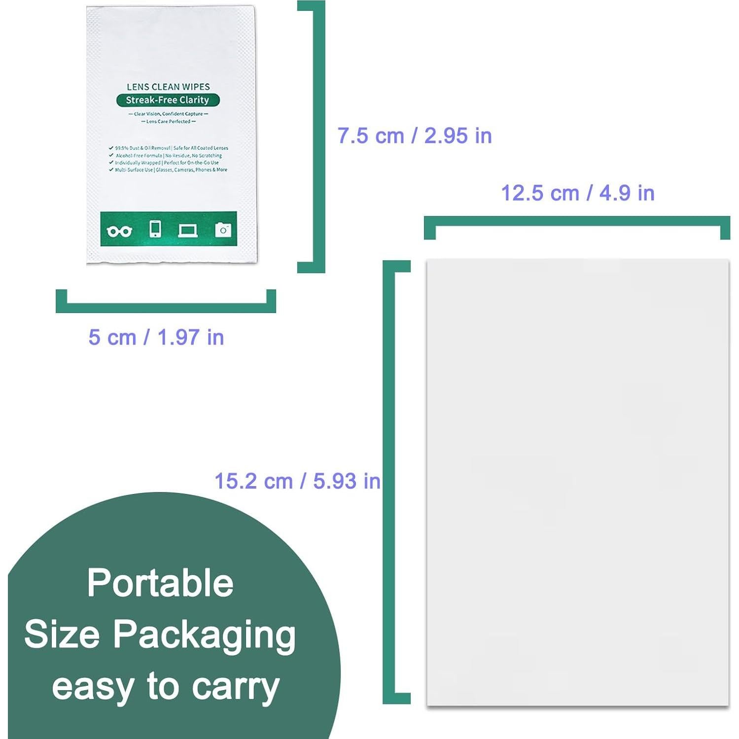Toallitas para Lentes DINGCAIDC 200 Unidades Blancas Portátiles