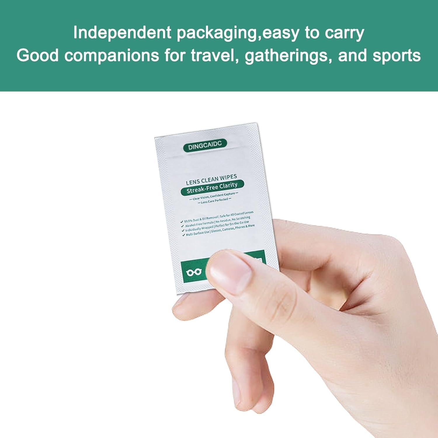 Toallitas para Lentes DINGCAIDC 200 Unidades Blancas Portátiles