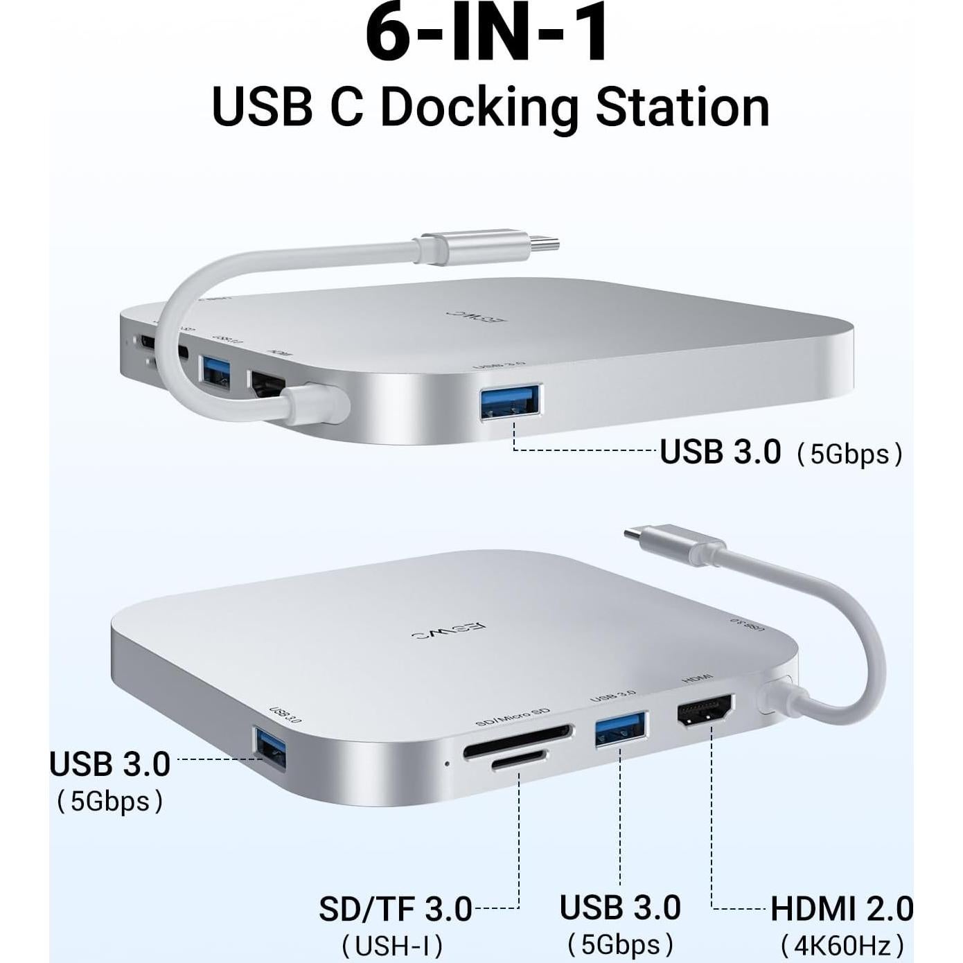 Dock Hub Mac mini M4 - 4K HDMI, USB 3.0, Lector SD/Micro SD