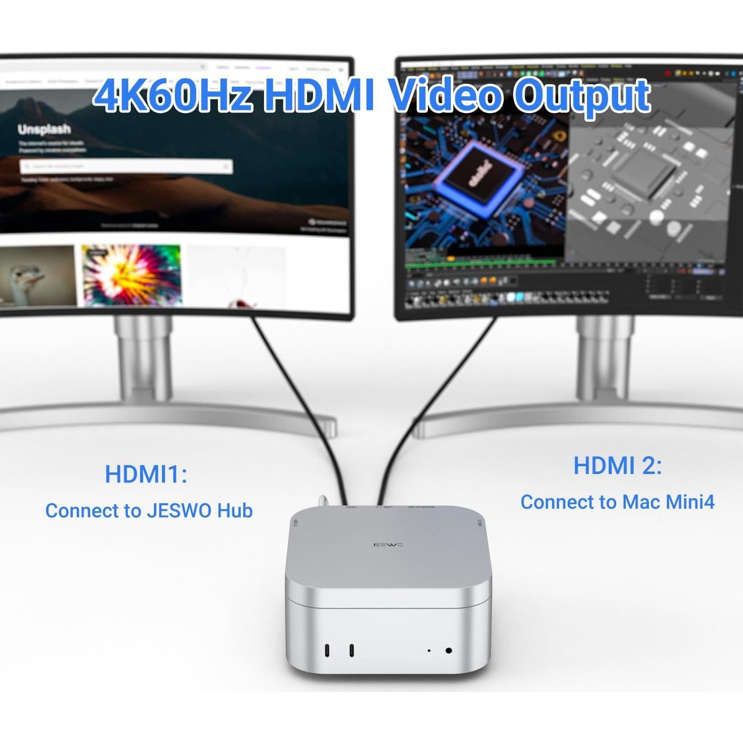 Dock Hub Mac mini M4 - 4K HDMI, USB 3.0, Lector SD/Micro SD