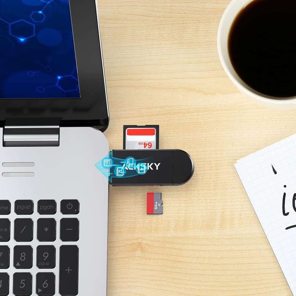 Lector de Tarjetas SD 3-en-1 ACKSKY USB-C/USB-A/Micro USB