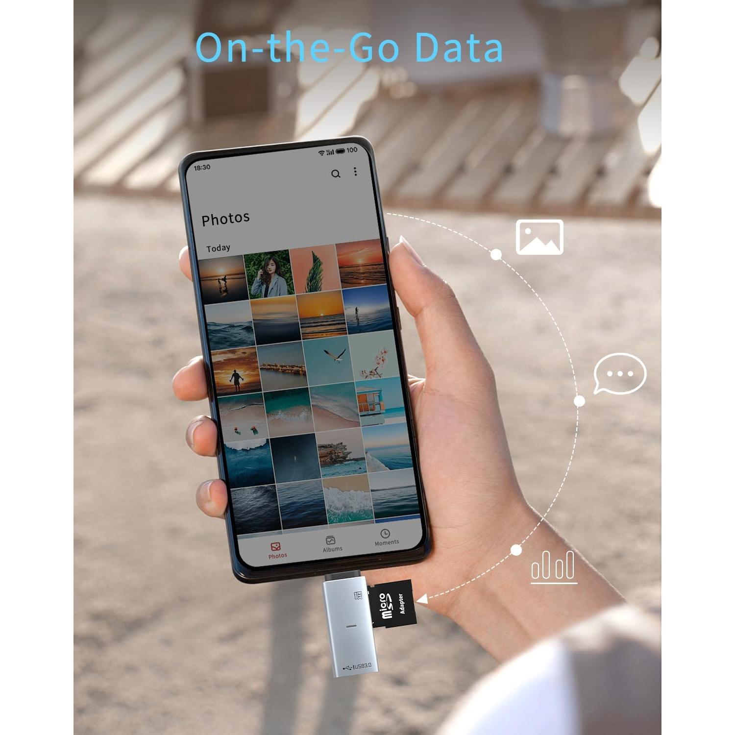 2 Pack USB C TF Card Reader & USB 3.0 Adapter, Dual-Slot Type-C OTG Reader for SD/SDXC/SDHC/MMC & Micro TF Cards USB-A Converter Compatible with iPhone 16/15, iPad Pro, MacBook, Samsung Galaxy S25/S24