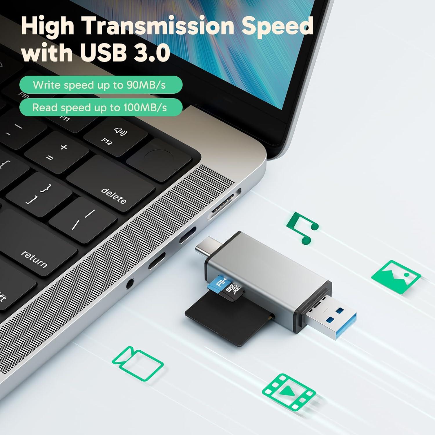 Lector de Tarjeta SD AKASO USB 3.0 Tipo C - 32g, Gris