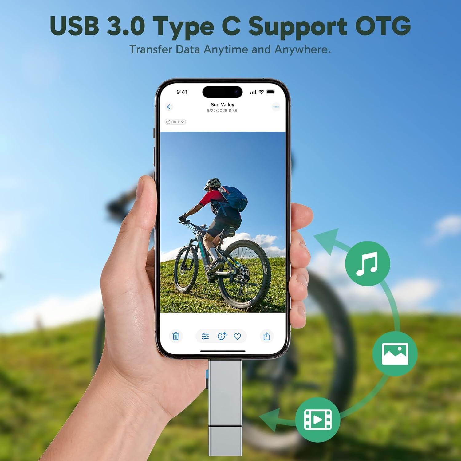 Lector de Tarjeta SD AKASO USB 3.0 Tipo C - 32g, Gris