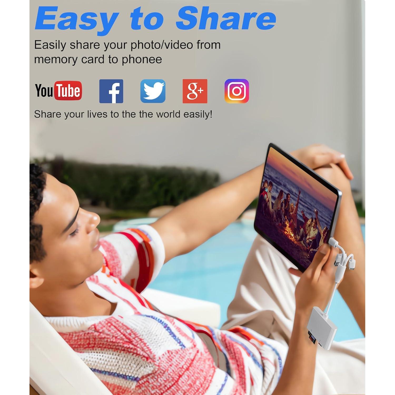 Adaptador Lector de Tarjetas 4-en-1 Bawanfa Plus Blanco