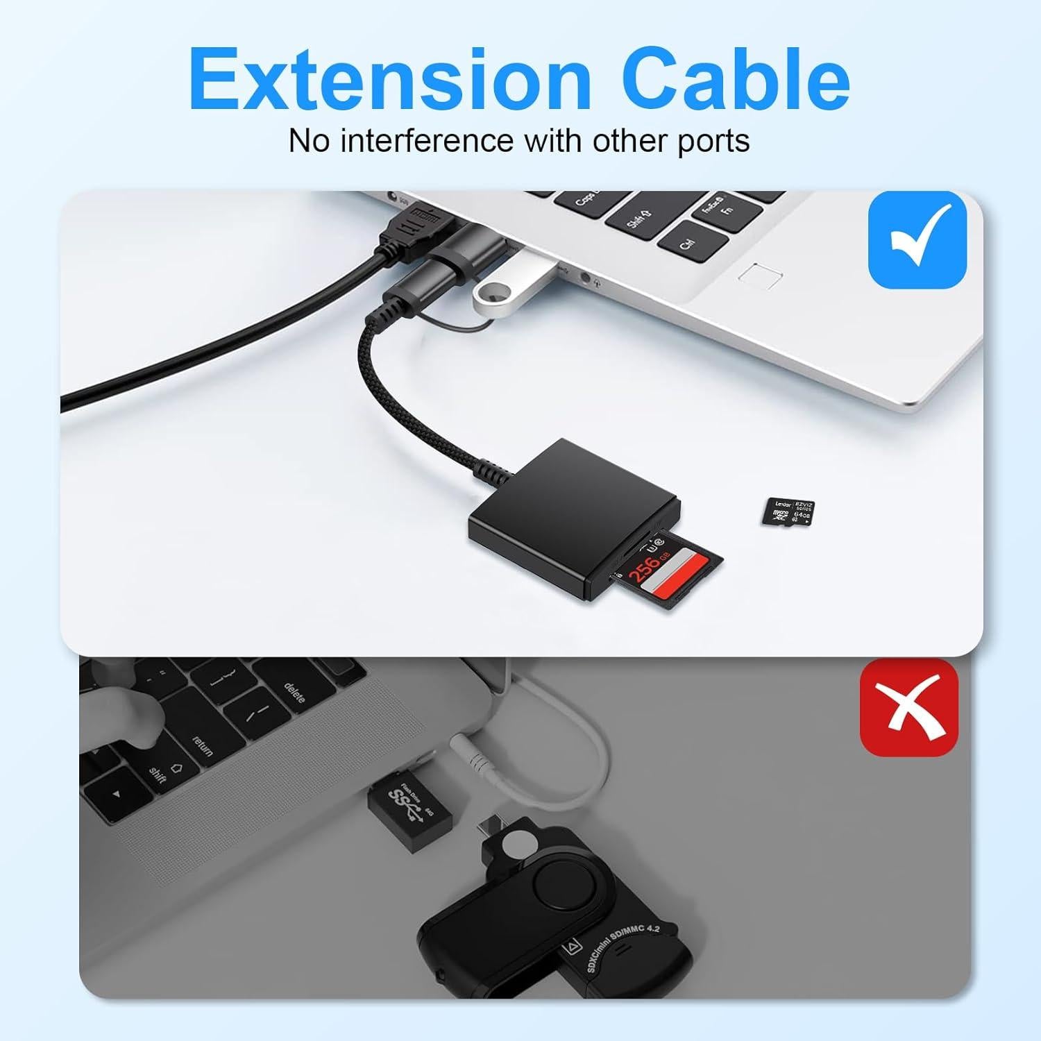 Lector de Tarjetas SD USB A y USB C Denlane - Adaptador 5 en 1