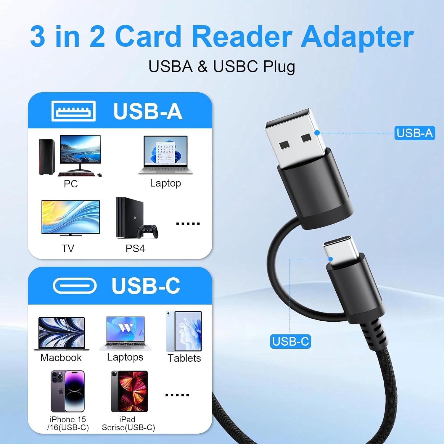 Lector de Tarjetas SD USB A y USB C Denlane - Adaptador 5 en 1