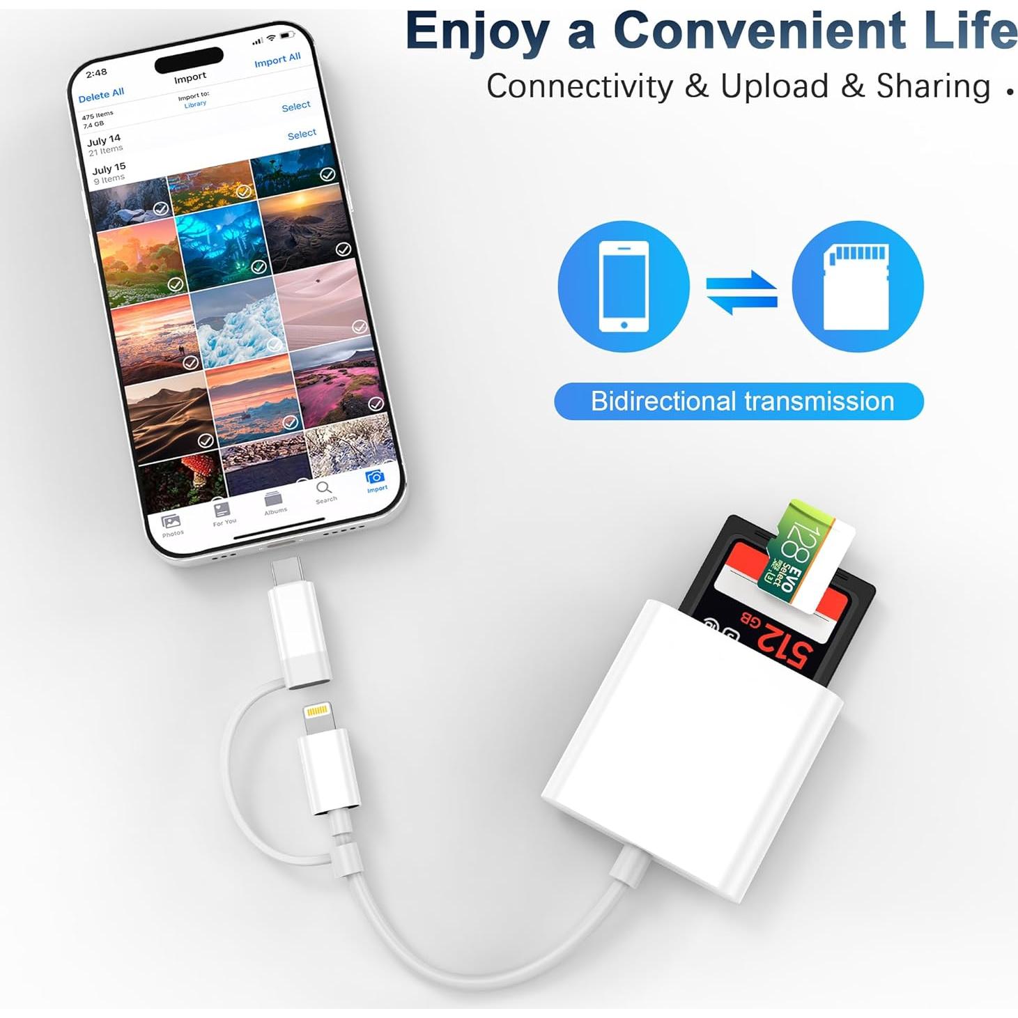 Lector de Tarjetas SD DCNETWORK para iPhone y iPad - Doble Conector