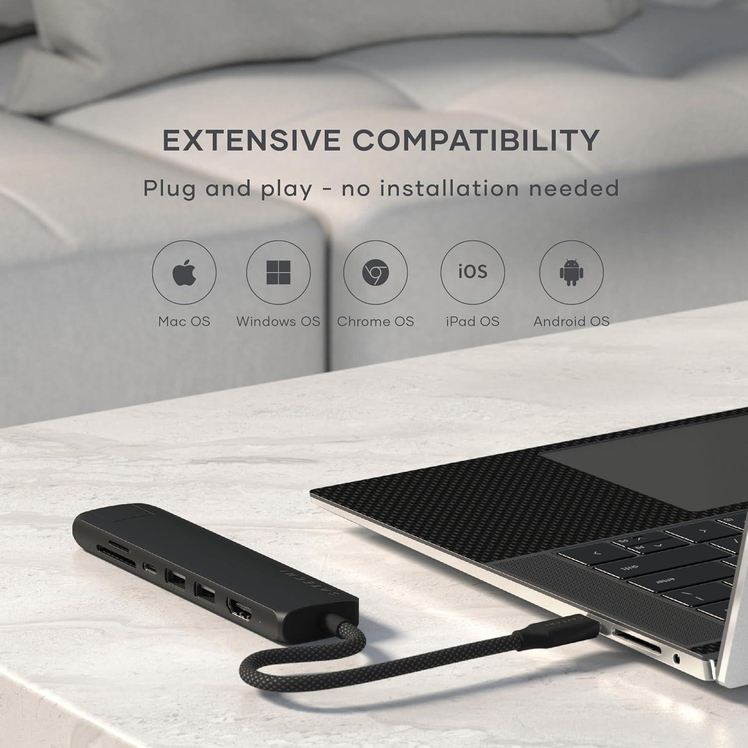 Hub Multiport USB-C Satechi 7 en 1 con HDMI 4K, Ethernet
