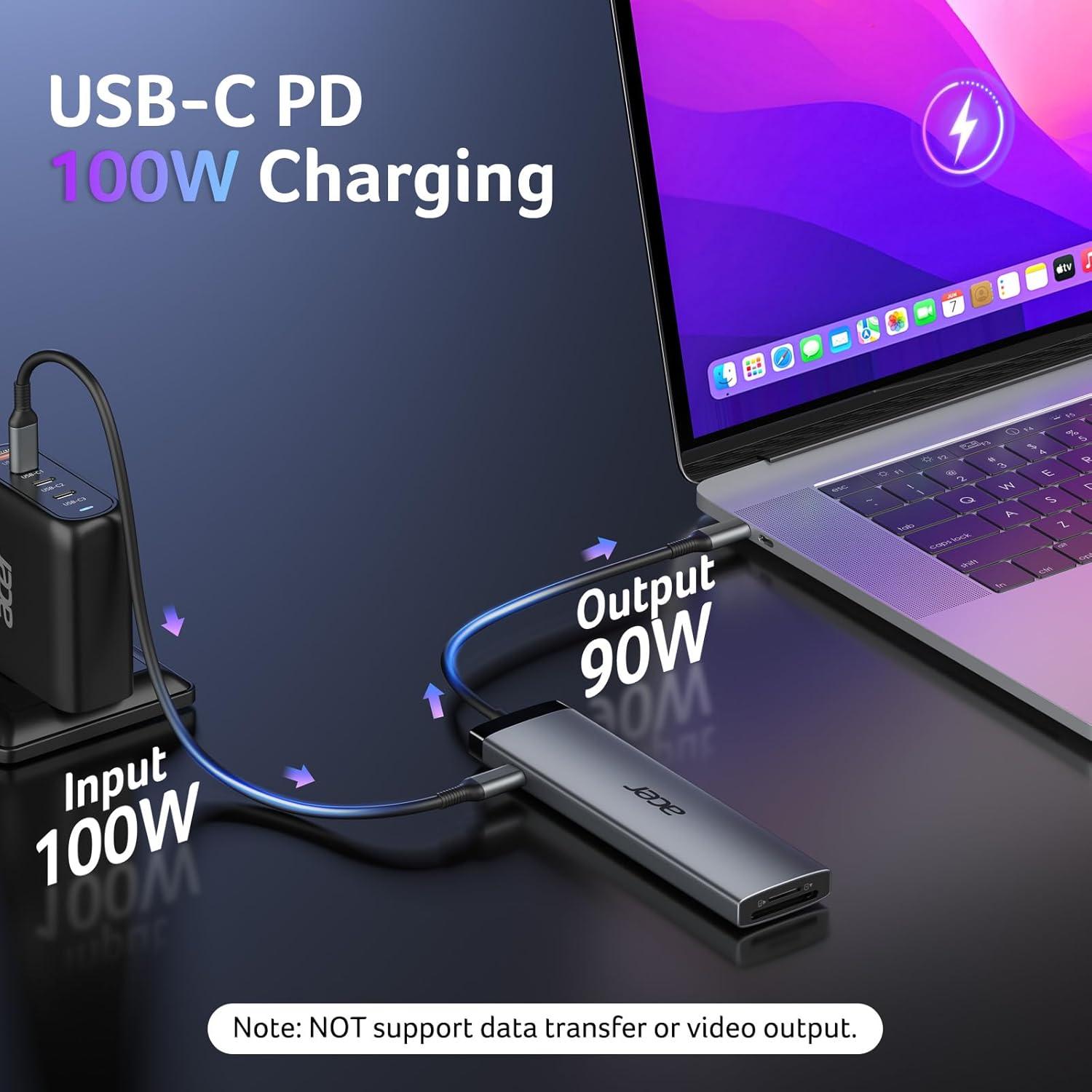 Hub USB C 8 en 1 Acer ODK520 HDMI 4K 100W PD 10Gbps