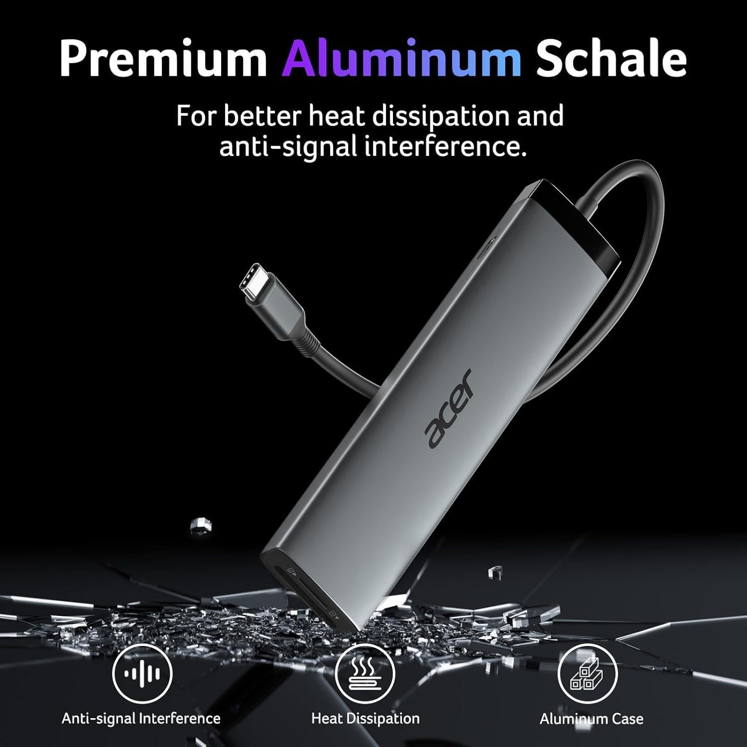 Hub USB C 8 en 1 Acer ODK520 HDMI 4K 100W PD 10Gbps