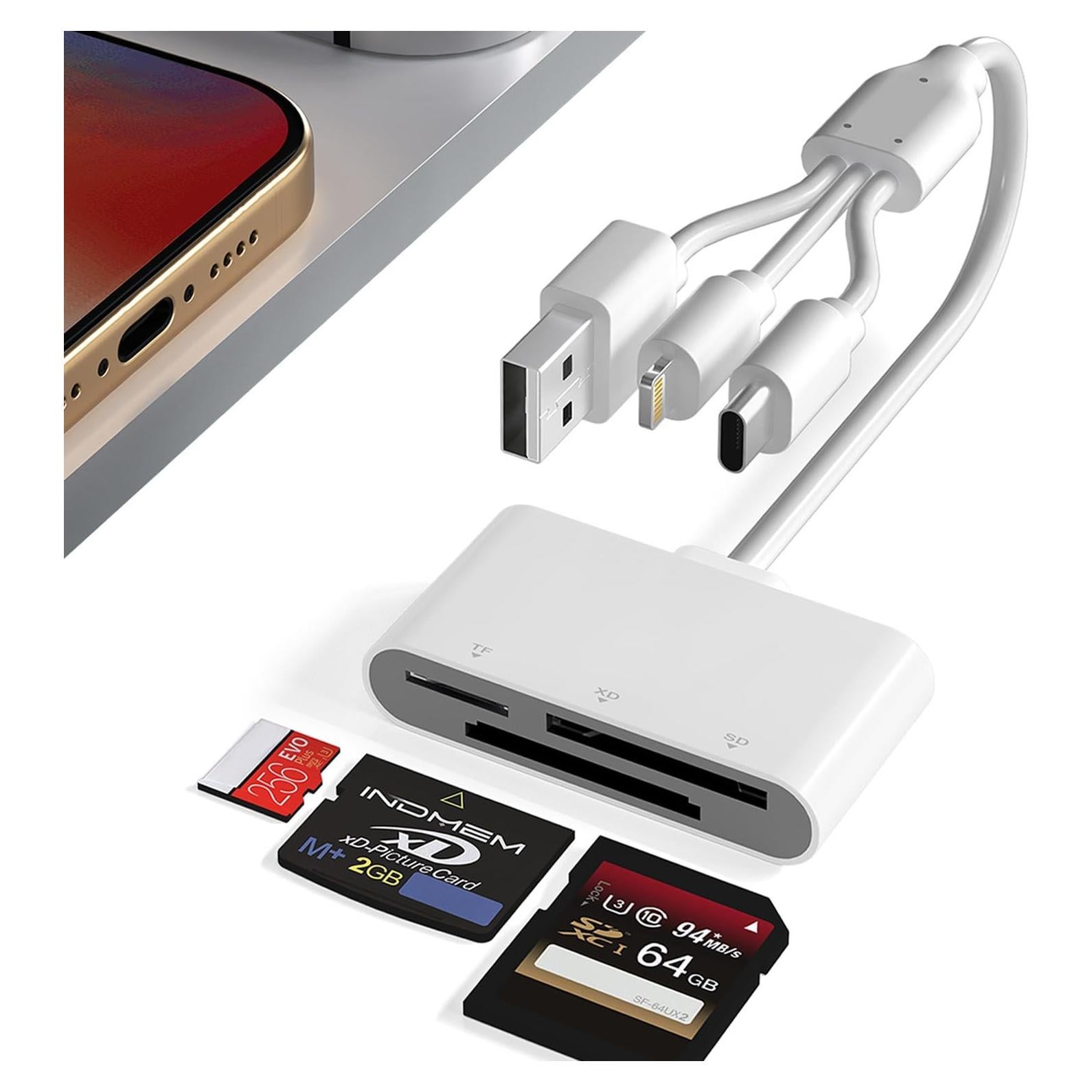 Adaptador Lector de Tarjeta 3 en 1 Ardaddyn AP552-C SD TF XD