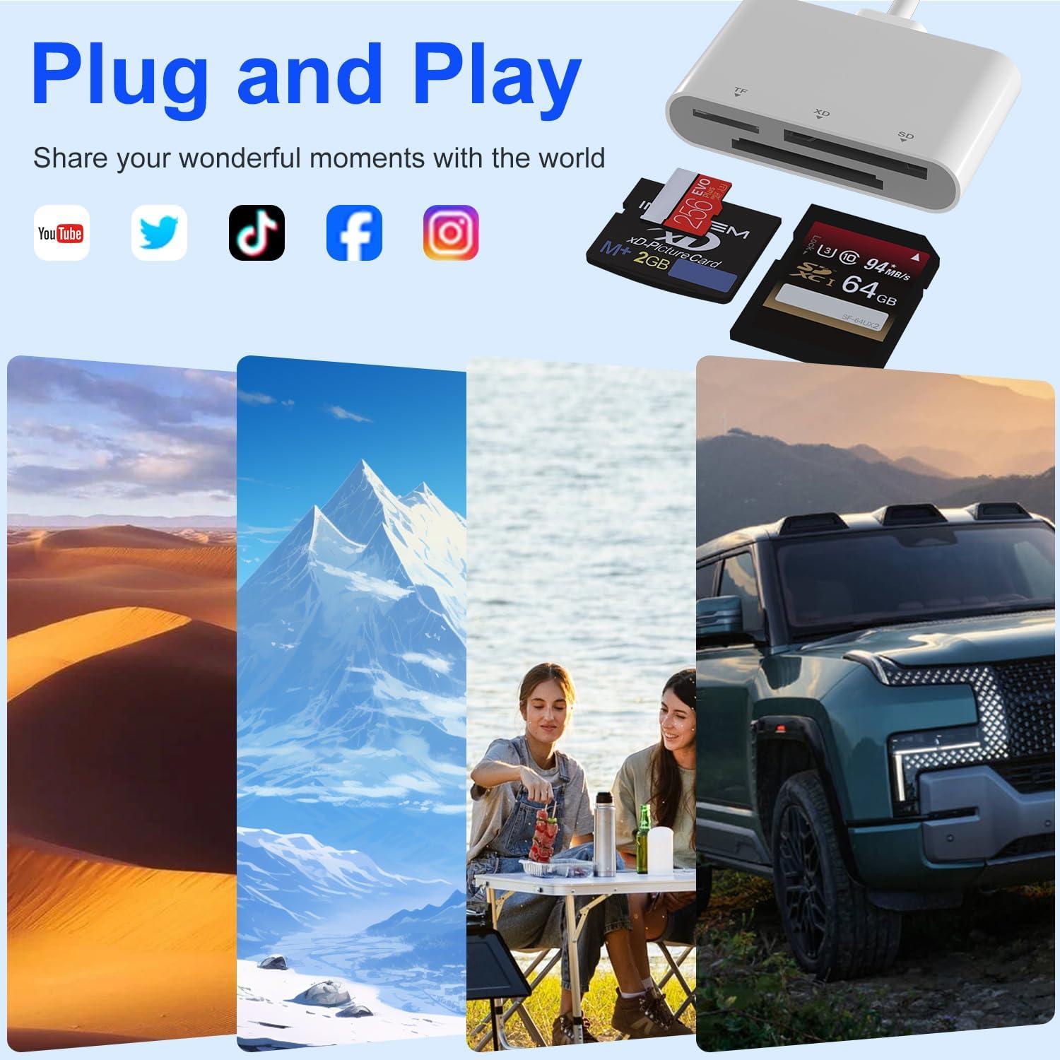 Adaptador Lector de Tarjeta 3 en 1 Ardaddyn AP552-C SD TF XD