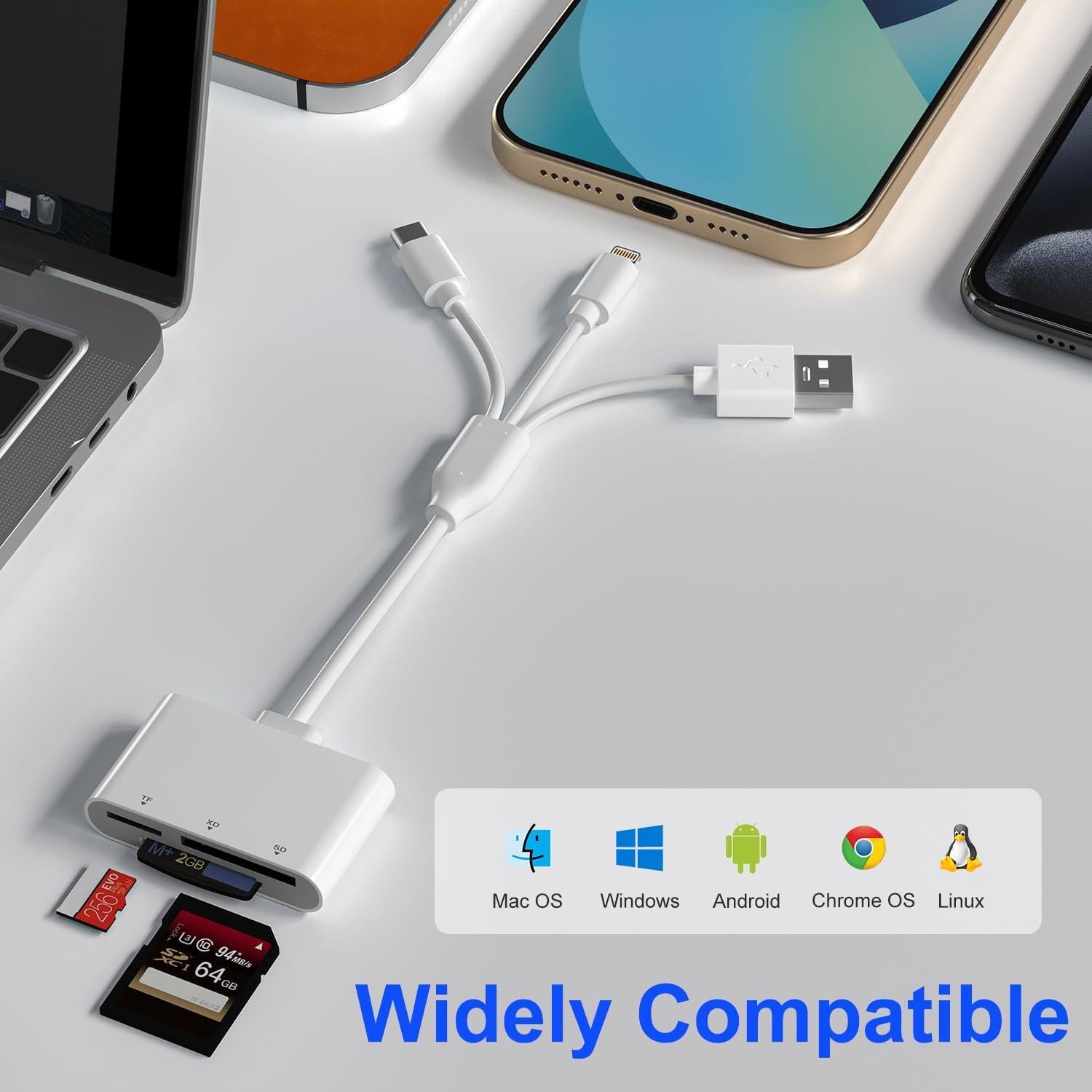 Adaptador Lector de Tarjeta 3 en 1 Ardaddyn AP552-C SD TF XD