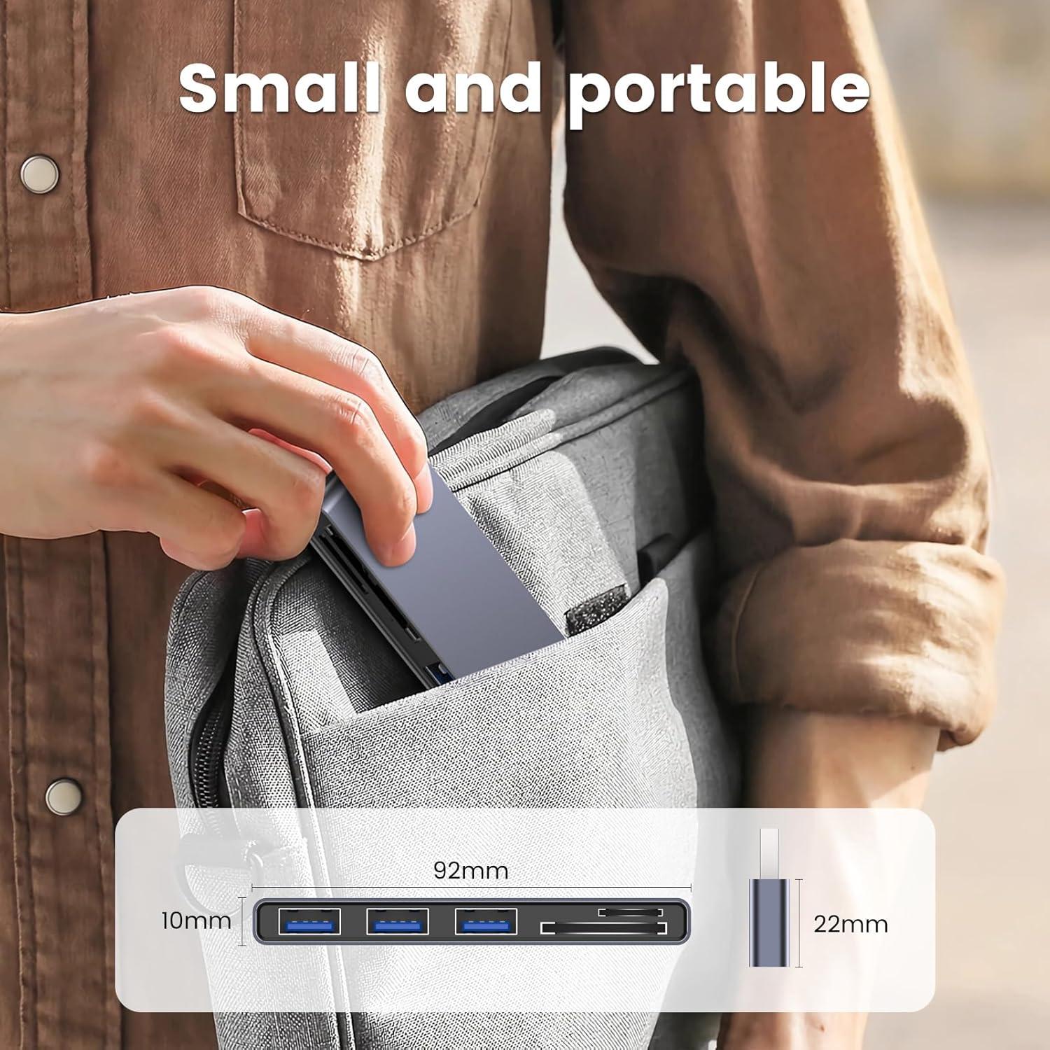 Hub USB MOGOOD 5 en 1 con Lector SD/TF y 3 Puertos