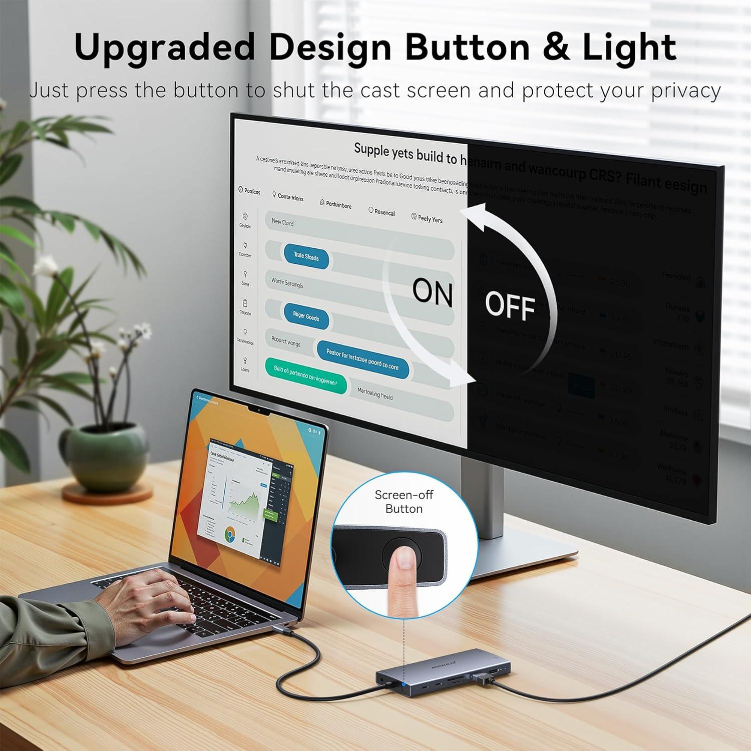 Estación de Acoplamiento USB-C 15 en 1 ABIWAZY para Laptop
