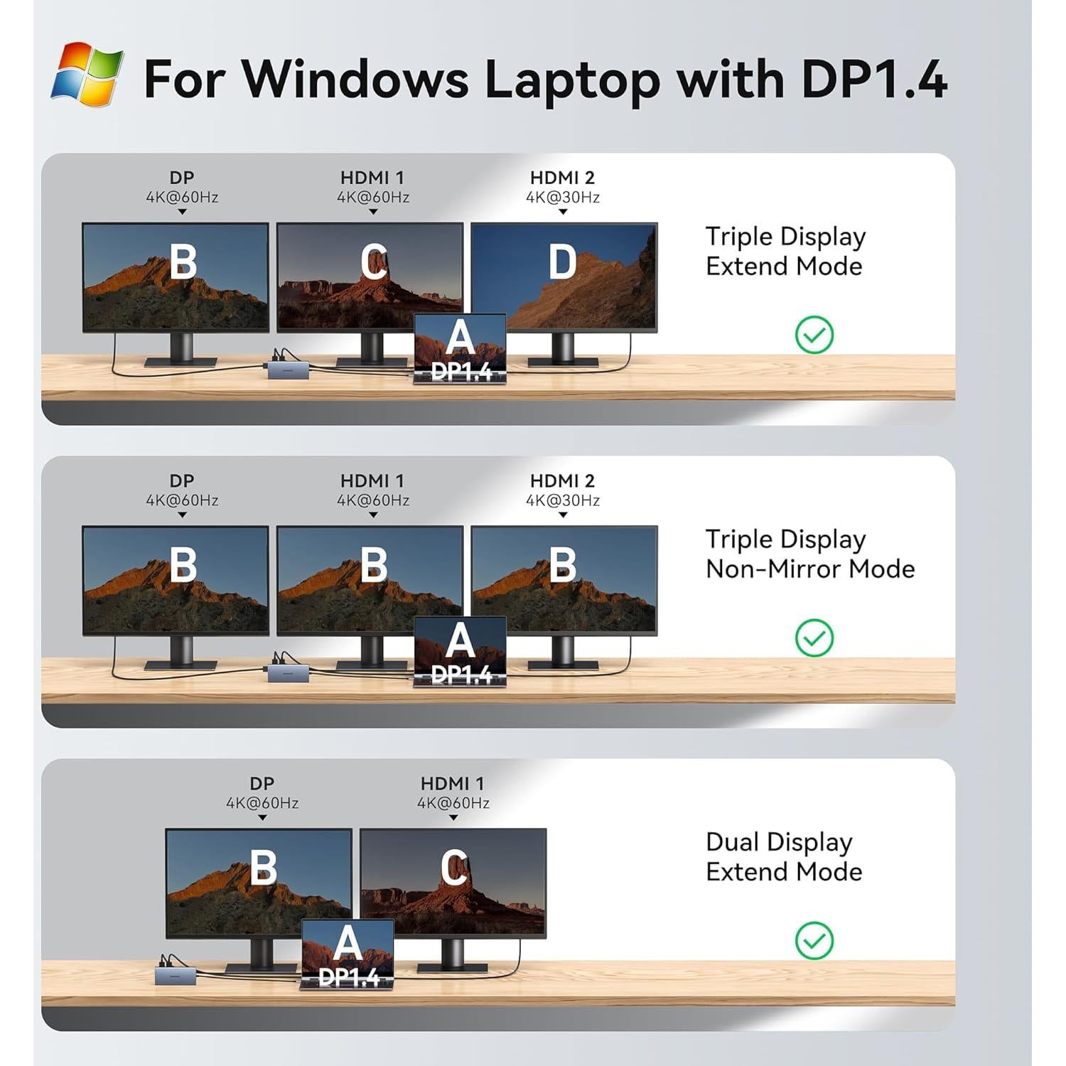 Estación de Acoplamiento USB-C 15 en 1 ABIWAZY para Laptop
