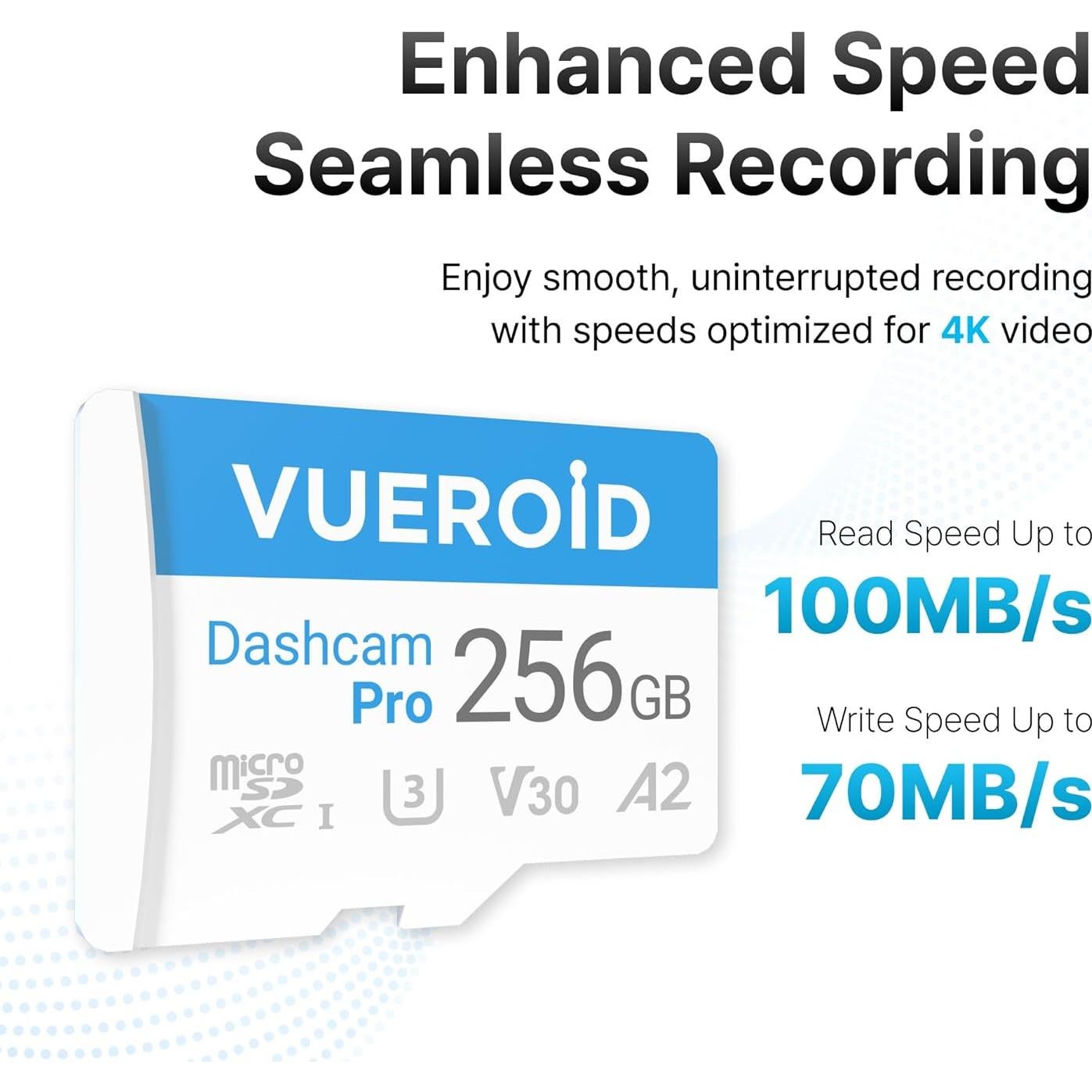 Tarjeta microSD 256GB Vueroid Dashcam Pro UHS-I A1 C10