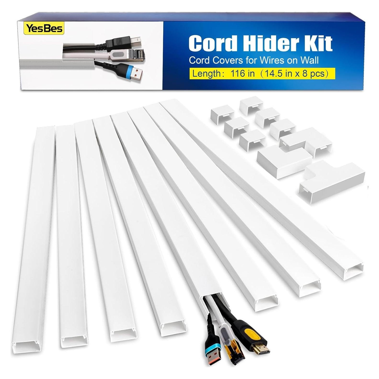 Kit de ocultación de cables YesBes 294.6 cm blanco