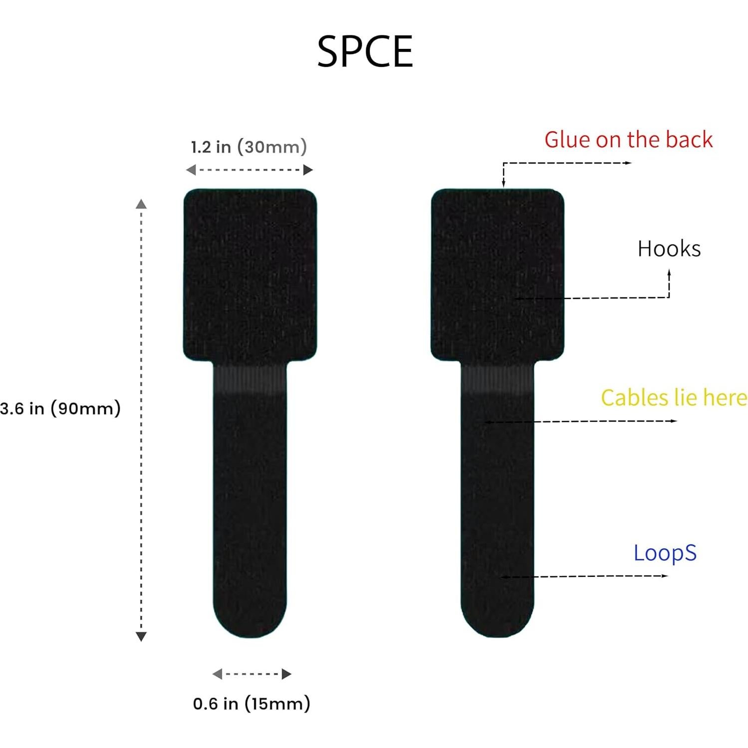 50 Ataduras de Cable Autoadhesivas Gancho y Bucle LiExopr